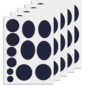 5 Sheets Down Jacket Repair Patches, Round Oval Nylon Repair Patches Self Adhesive Washable Fabric Repair Tapes for Jackets Coats Sleeping Bags Tents (Navy Blue)