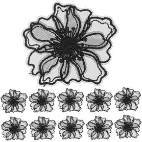 SEWACC 10pcs Banner Patches for Clothes Flower Sew on Appliques Labeling Stickers Lace Flowers Iron on Appliques Clothes Sewing Patch Lace Patches Sew on Motif Bride Organza Repair Jeans