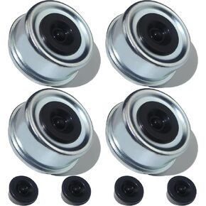 LUXTRKSTO 4PCS 2.72" Trailer Hub Dsut Cap,Trailer Axle Wheel Bearing Dust Cap Cup Grease Cover with 4 Rubber Plugs,Hub Dust Caps for Most 7000 to 8000 Pound Axles Dexter EZ Lube Trailer Camper RV Boat