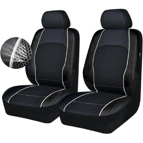 Leather Car Seat Covers, 3D Air Mesh Universal Seat Cover Full Set for Truck,Suvs,Sedans,Breathable Faux Leather with Airbag(Full Black)