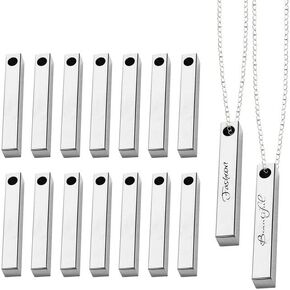 dcvbny 20 Piece 3D Rectangle Stamping Blanks for Metal Stamping and Jewelry Making, Rectangle Metal Stamping Blank Bar Silver Stamping Tag Pendant 0.2 Inch Thick Aluminum Keychain 1 1/2" x 1/4"