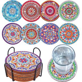 BSRESIN 8 Pcs Mushroom Diamond Art Coaster Kits, Crafts for Adults DIY Diamond Art Coasters, Small Diamond Art Accessories