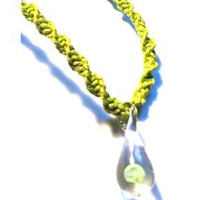 BEACH HEMP JEWELRY Green Mushroom Necklace Hemp Choker With Glass Pendant for Men Women Teen Girls Handmade