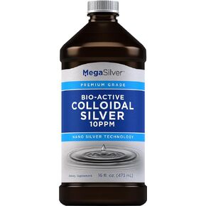 Collodial Silver Liquid | 16 fl oz | 10PPM | Bio-Active Premium Grade | Nano Silver Technology | Non GMO, Gluten Free Supplement | by Piping Rock