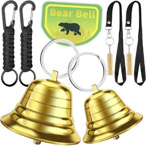 FreeTiger Loud Bear Bells with Silencer and Bear Whistles Set for Backpacking, Biking, Hutting, Camping, Must Haves for Hiking