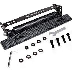 Spurtar License Plate Frames, Car License Plate Holder Auto Licence Plate Frame Holder, Adjustable Front License Plate Bracket with License Plate Screws and Nuts (Black)