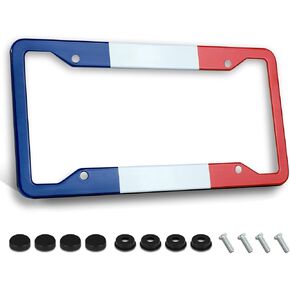 Black American Flag License Plate Frame Quality Metal Aluminum Patriotic Car Cover Tag Holder Frames with 4 Holes and Screws 12 x 6 Inch Decoration for US Vehicle Standard Perfect for Women Men