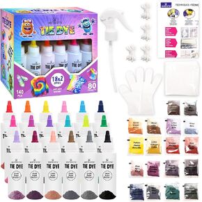 Tie Dye Kit, Tie Dye Set for Kids, 12 Vibrant Colors Pre-Filled Tye Dye Bottles, Non Toxic Permanent Fabric Dye Art Set, Easy DIY Fabric Art - Create Fun