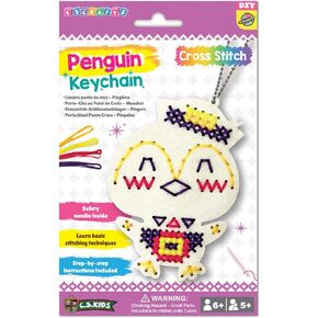C.S. Kids KC12 My Penguin Keychain, First Sewing Arts & Crafts Gifts -Crafting Keychain | Educational DIY Cross-Stitch for Kids