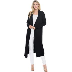 Isaac Liev Issac Trendy Extra Long Duster Soft Lightweight Cardigan with Pockets - Made in The USA