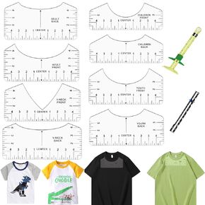 10 Pieces Tshirt-Ruler Guide to Center Vinyl,V-Neck/Round Ruler for Alignment Measurement Template,Craft Sewing Supplies Accessories Tools,T-Shirt Alignment Tools for Cricut Heat Press in Saudi Arabia
