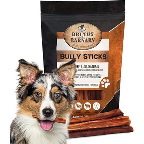 BRUTUS & BARNABY Bully Sticks for Large Dogs - (10-Pack) No Hormones Added and Grain Free, Low Odor Bullie, 12" Bully Bones for Dogs or Puppies