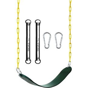 Swing Set, GAMKII Soft EVA Swing Seat with 66 Inch Anti-Rust Chains, Support 300lb, Tree Swing Accessories with Snap Hooks & Hanging Straps for Outdoors, Backyard, Playground, Gym & Jungle- Blue