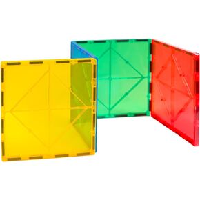 HAS HAPPINESS AND SURPRISE 4 pcs Large Square Shape Magnetic Tiles,Magnetic Tiles Building Blocks,3D Magnet Puzzles Toys