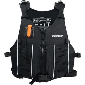 Owntop Swim Jacket Adult Youth | Hydration Pack | Dual Mesh Pockets | Attached Whistle | Ultra-Thin for Freer Movement | Kayak, Boating, Fishing, All Watersports