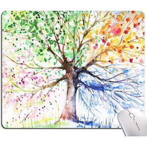Mouse Pad, Cute Grey Floral Mouse Pad for Women, Square Waterproof Cloth Mousepad for Office Laptop, Non-Slip Rubber Personalized Computer Desk Mouse Pads for Wireless Mouse, Watercolor Flower