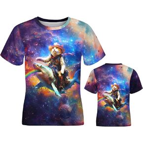 Okiretin Unisex 3D Graphic Printed T-Shirts, Boys Girls Kids Crewneck Short Sleeve T Shirts, Cool Tees for 6-16 Years Teens