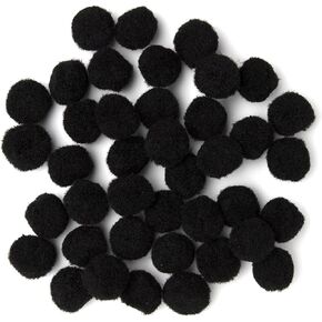 Cousin DIY Black 1 inch Poms, 40 Pack
