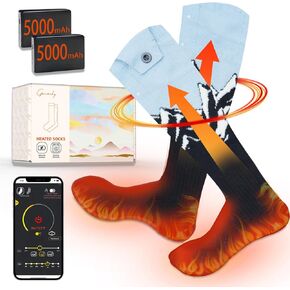 Gnimihz Heated Socks for Men Women with APP-Control 5000mAh 5V Batteries - Upgraded 3X The Heating Area, Rechargeable Electric Socks with Upgraded Heating Element up to 160℉, Machine Washable in Kuwait