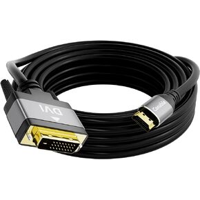 كابل HDMI إلى DVI بطول 20 قدمًا، سلك DVI ثنائي الاتجاه إلى HDMI ذكر إلى ذكر، محول HDMI A إلى DVI-D، موصلات مطلية بالذهب، أغلفة ألومنيوم، 1080P، للكمبيوتر، الشاشة، جهاز العرض، Raspberry Pi، Xbox، PS3
