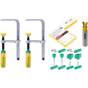 MICROJIG Matchfit DVC-1177K2 Dovetail Clamp Pro, Green/Yellow/Silver