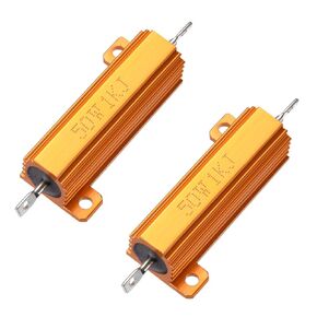uxcell 50W 1k Ohm 5% Aluminum Housing Resistor Screw Tap Chassis Mounted Aluminum Case Wirewound Resistor Load Resistors Gold Tone 2pcs