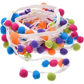 uxcell 5 Yards Pom Pom Ball Fringe Trim, Ribbon Sewing DIY Crafts Accessory for Home Curtain Clothes Pillow Decoration, Multicolor