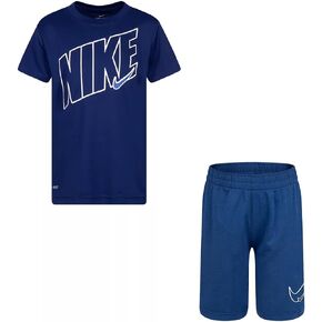 Nike Boy's Dri-FIT Graphic T-Shirt and Shorts Two-Piece Set (Little Kids) Game Royal Heather 6 Little Kid