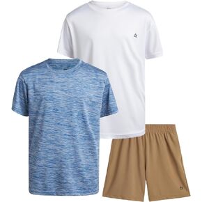 RBX Boys' Active Shorts Set - 3 Piece Performance T-Shirt and Woven Gym Shorts - Kids' Activewear Set for Boys (4-12)