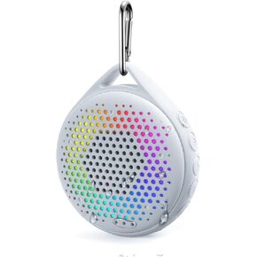Bluetooth Shower Speaker, IP67 Waterproof Speaker with RGB Light, Portable Bluetooth Speaker with Hi-Fi Sound and Built-in Mic, Support TF Card, Wireless Speaker for Home Outdoor Travel