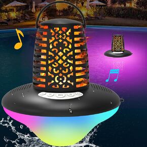 FineBud Bluetooth Pool Speaker, Floating Bluetooth Speaker with Flame and RGB Lights, IP68 Waterproof Pool Speakers, 10W Stereo Loud Sound Hot Tub Speaker, TWS Pairing, Hands-Free Portable Speaker