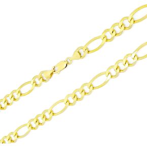 Nuragold 14k Yellow Gold 8mm Figaro Chain Link Necklace, Mens Jewelry 18" 20" 22" 24" 26" 28" 30"
