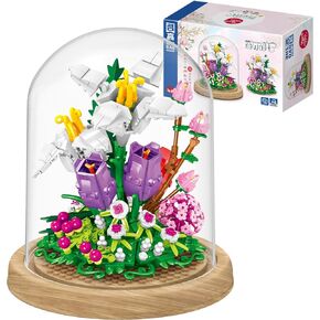 RUZFICIZ Flower Bouquet Set DIY Friends Sets Assembly Bonsai Tree Building Blocks Toy Eternal Botanical Collection Mother Girlfriend Wife Adults Christmas Valentine's New Year Birthday Gift(Roses)