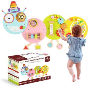 Sinpedex Activity Wall Busy Board Panels: Caterpillar Montessori Sensory Wall Toys Toddler Learning Activity Cube Panels - Perfect for Toddler Playroom Children's Daycare Decor
