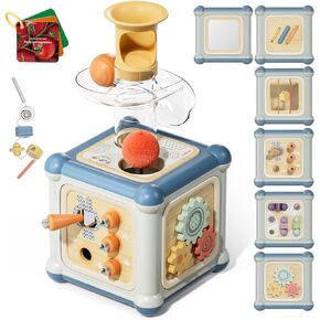 TOP BRIGHT Wooden Activity Cube, 10-in-1 Montessori Toys for Toddlers First Birthday Gift, Baby Toy for 12-18 Months, Development Educational Learning Toys for 1-3 Year Old Boys Girls
