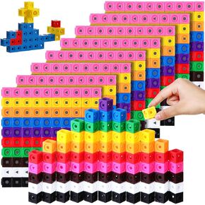 Poen Set of 800 Counting Blocks Colorful Math Manipulatives Linking Cubes Math Counting Cubes for Math Cubes Toy Connecting Cubes Educational Math Construction Toy for Kids Ages 4-8 Stem Activity