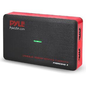 Pyle Capture Card Video Recording System - AV Game Live Streaming, Full HD 1080P Digital Media File Creation System w/ HDMI, Audio for USB, SD, PC, DVD, PS4, PS3, Xbox One, Xbox 360, Wii PHDRCB48.5