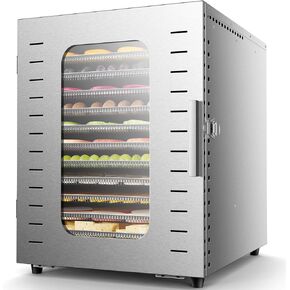 Commercial Large 12 Trays Food Dehydrator, Usable Area up to 22.67ft², 1200W Full Stainless Steel Dryer Machine, up to 190℉ Temperature, for Meat, Fruit, Beef, Herbs, and Pet Food