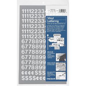 CHARTPAK Self-Adhesive Vinyl Numbers, 1/2 Inch High, White, 210 per Pack (01116)