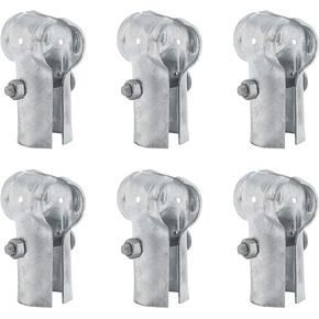 POASLWIKQ T Pipe Clamp Pipe Connector,End Rail T Clamp (1-3/8" x 1-3/8"),Chain Link Fence T Clamp,Thin Pipe Fence Pipe Clamps, Galvanized Steel T Chain Link Fence Post Bracket 6 (Sets)