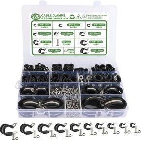 مجموعة متنوعة من مشابك الكابلات المكونة من 330 قطعة تتضمن 10 مشبك كابلات بأحجام، و304 مشابك خرطوم من الفولاذ المقاوم للصدأ لتركيب الأنابيب والأنابيب والأسلاك - 1/4 بوصة 5/16 بوصة 3/8 بوصة 1/2 بوصة 5/8 بوصة 3/4 بوصة 1 "1-1/4" 1-1/2" 1-3/4" in Kuwait
