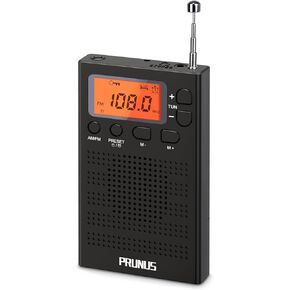 راديو الجيب PRUNUS AM FM، بطارية راديو رقمية تعمل مع إعداد مسبق، راديو Walkman المحمول، مؤقت، ساعة منبه، زر قفل للمشي/المباراة الرياضية/السفر in Kuwait