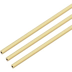 Brass Round Tube, 4mm OD 1mm Wall Thickness 300mm Length Metal Seamless Straight Pipe Tubing for DIY Crafts Model 3pcs