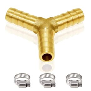 Joywayus 1/2" Hose Barb Y Shaped 3 Way Union Fitting Intersection/Split Brass Water/Fuel/Air