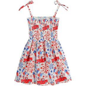 CM-Kid July 4th Dress for Toddler Girls Summer Patriotic Outfit American Flag Dresses