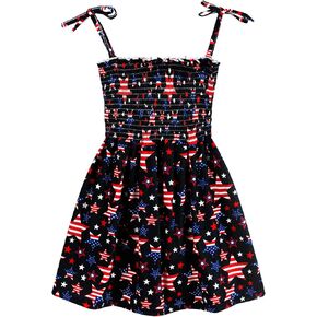 CM-Kid July 4th Dress for Toddler Girls Summer Patriotic Outfit American Flag Dresses