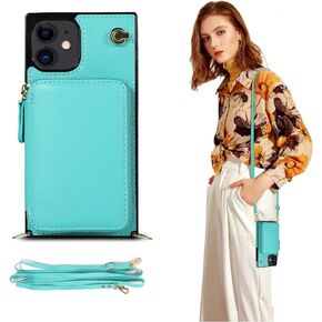 Defbsc Crossbody Zipper Wallet iPhone 12 Pro Max Case، محفظة مربعة حافظة Crossbody Chain حامل بطاقة الائتمان فتحة كتف حقيبة يد محفظة حزام المعصم لهاتف iPhone 12 Pro Max 6.7 بوصة (ذهبي وردي)