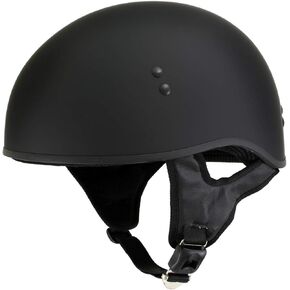 Hot Leathers HLT68 Flat Black 'The O.G.' Flat Black Motorcycle DOT Skull Cap Half Helmet for Men and Women Biker