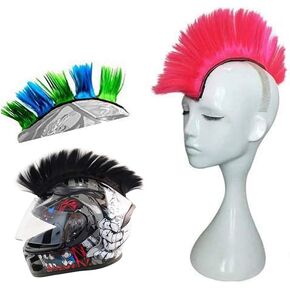 HHongJM Helmet Hawks Motorcycle Helmet Mohawk Synthetic Wigs for Bicycle/Almost Helmet/Stick Reusable Design (Helmet Not Included)