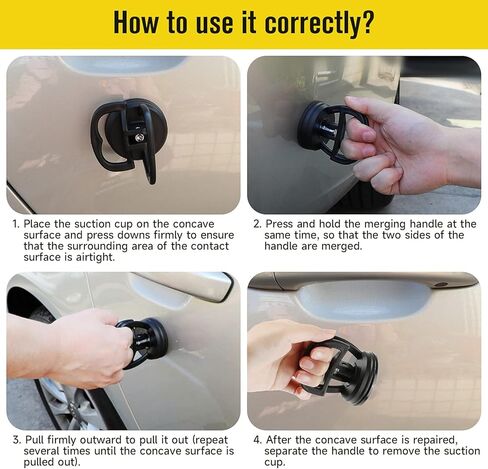 FILBA Car Dent Puller Suction Cup Holder Dent Repair Kit Quick Car Dent Remover Tool for Paintless Car Body Dent, Lifting and Heavy Objects Moving, SUV & Cars Universal - 5 Pack (Black) in Kuwait